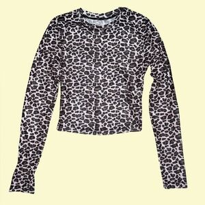 NWOT Y2K Cropped Mesh Leopard Top